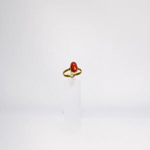 Red Coral Oval Overlap Ring
