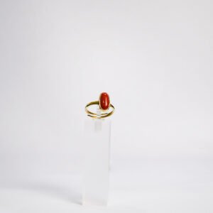 Red Coral Oval Adjustable Ring